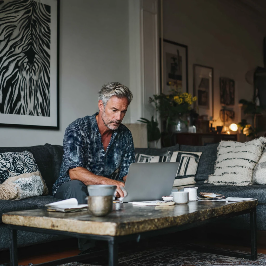Cape Town home user confidently working on his laptop