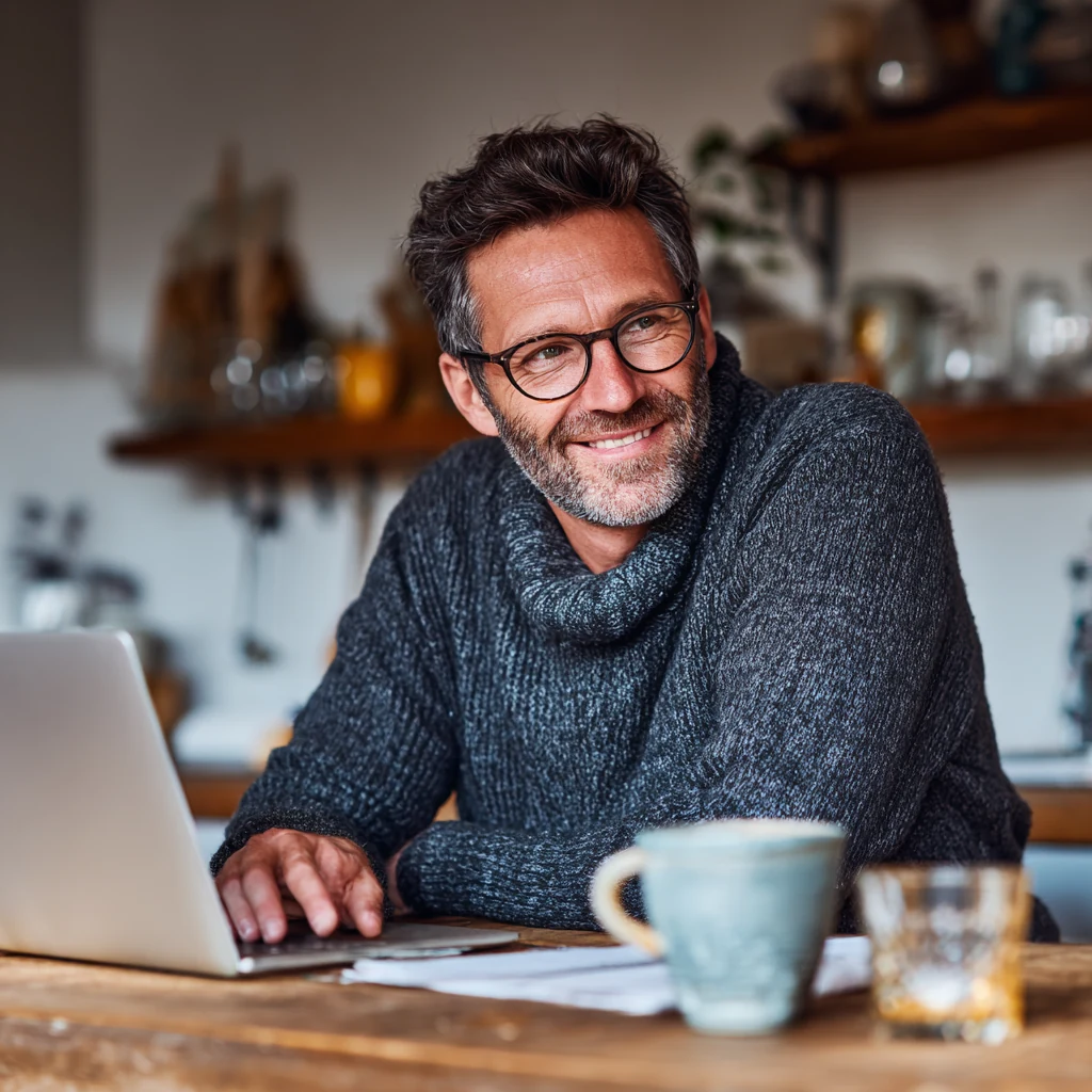 Relaxed Cape Town client using a laptop after getting computer support