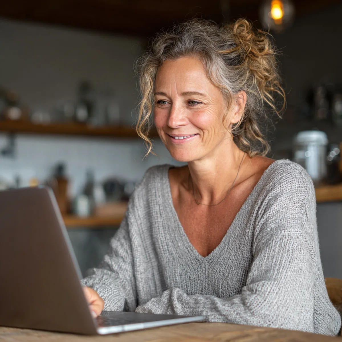 A relaxed Cape Town homeowner smiling while using her laptop after receiving computer support
