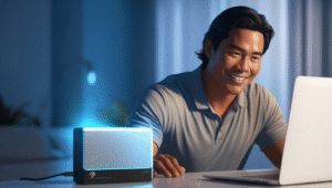 A guy doing data backup